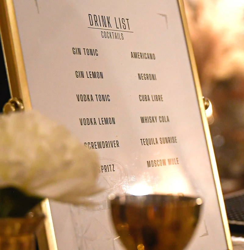 Drink list matrimonio